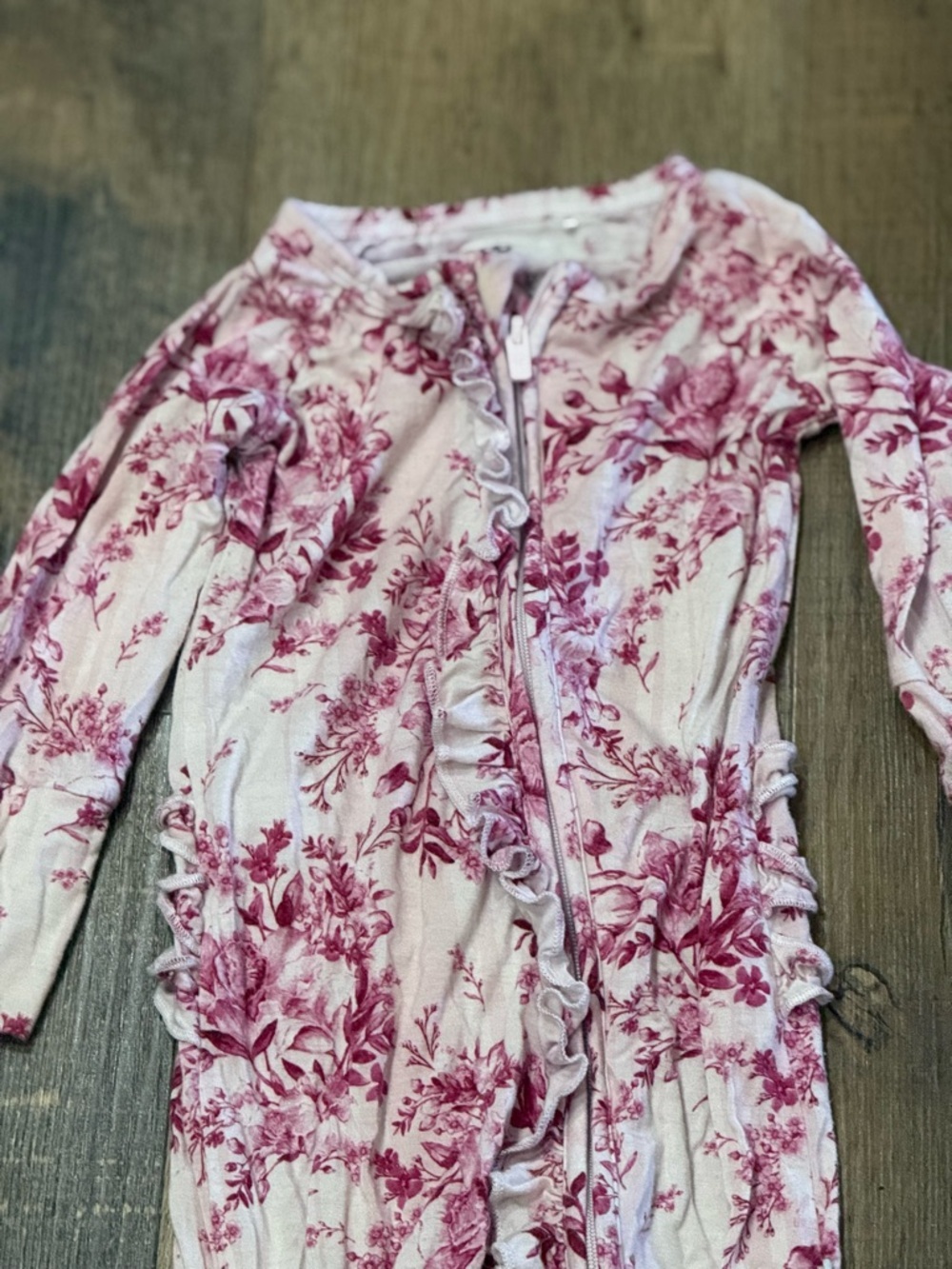 Bums & Roses Floral Ruffled One-Piece Pajama - Picture 2 of 6